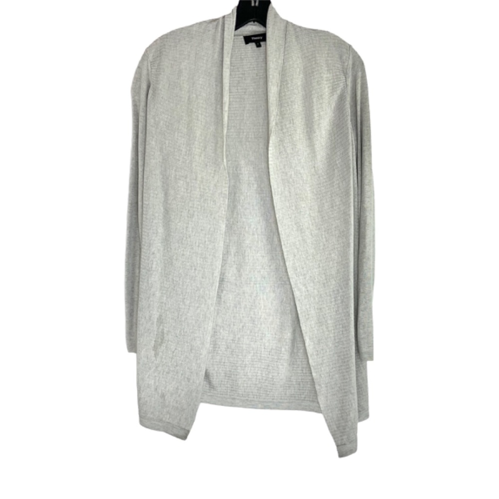 Theory Lightweight Grey Tunic Length Cardigan